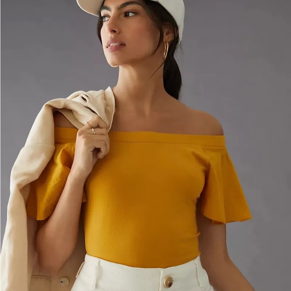 ✨ Anthropologie Off-the-Shoulder Flutter Top Sz XL